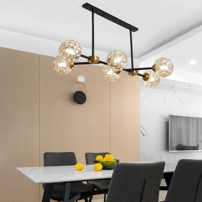 Modern Creative Glass Chandelier Industrial Metal Island Light for Living Room