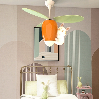 Modern Creative LED Ceiling Fans Simple Cartoon Rabbit Ceiling Mounted Fan Light