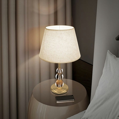 1 Light Nightstand Light Simplistic Style Cone Shape Fabric Night Table Lamps