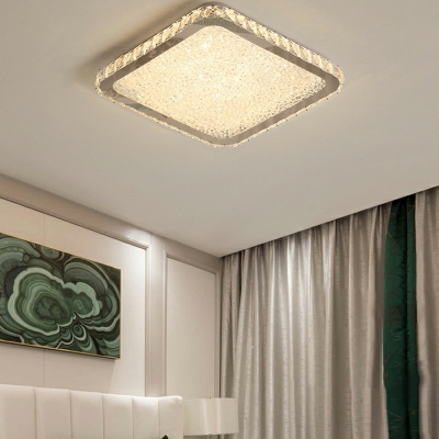 2 Light Flush Light Fixtures Minimalistic Style Geometric Shape Crystal Ceiling Mounted Lights