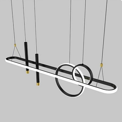 5 Light Pendant Chandelier Modern Style Tube Shape Metal Hanging Lamps