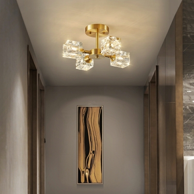 6 Light Flush Light Fixtures Minimalistic Style Square Shape Metal Ceiling Mounted Lights