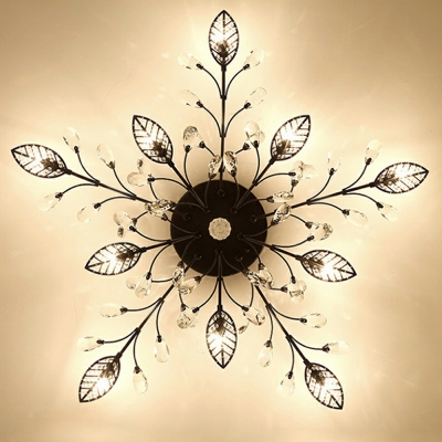 European Creative Crystal Ceiling Lamp Modern Wrought Iron Ceiling Light Fixture