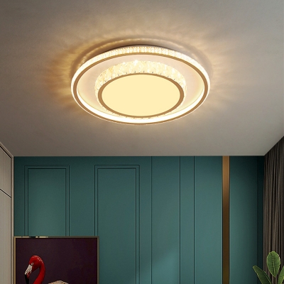 Geometrical Bedroom Flush Mount Light Crystal Simple Style Ceiling Lamp
