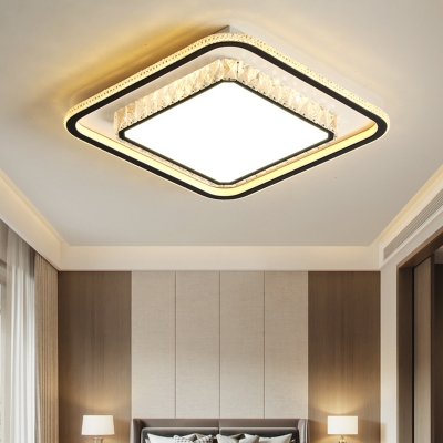 Geometrical Crystal Flush Mount Light Simple Style Bedroom Ceiling Lamp