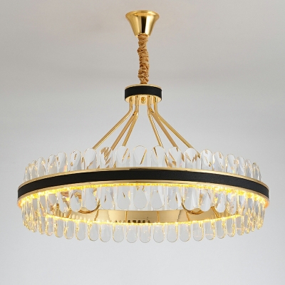 Light Luxury Leather Crystal Chandelier Ring Chandelier for Living Room