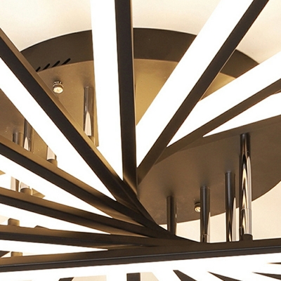 Modern Ceiling Mount Linear Strips LED Metal Ceiling Mount Semi Flush for Living Room