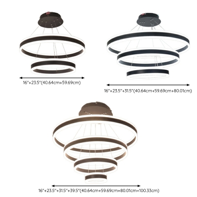 Multi Light Pendant Adjustable Rings LED  Aluminum Chandelier