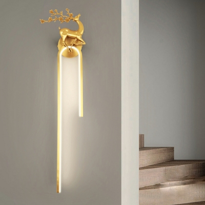 Nordic Copper Antler Wall Lamp Post-modern Simple Light Luxury Aisle Bedroom Bedside Wall Light