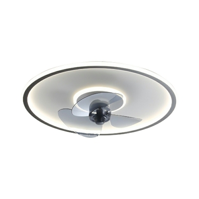 Round Flush Mount Fan Lamps Contemporary Style Flush Fan Light Acrylic for Bedroom