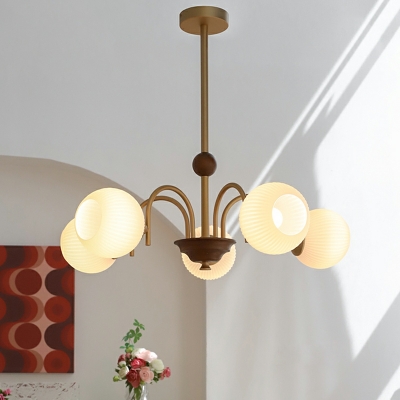 5 Light Pendant Light Fixtures Modern Style Globe Shape Metal Hanging Lamps