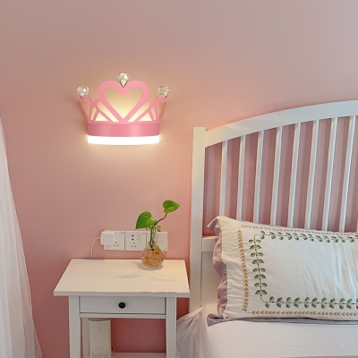 Children's Crown Wall Lamp Creative Cartoon Light Luxury Crystal Bedside Wall Lamp