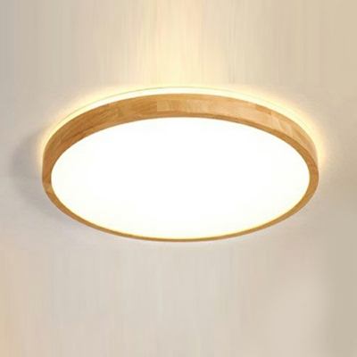 Geometric LED Wood Ceiling Light Modern  Flush-Mount Light Fixture with Acrylic Shade