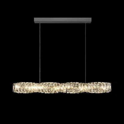 Island Lamps Fixtures Modern Style Flush Mount Chandelier Crystal for Living Room