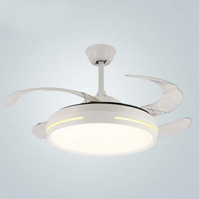 Modern Simple LED Ceiling Fans Creative Round Three-color Dimming Ceiling Mounted Fan Light