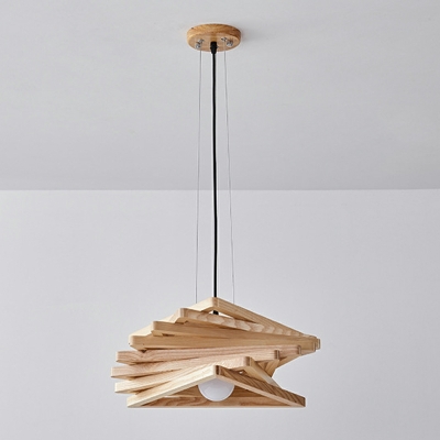 Wood Ceiling Pendant Lamp Contemporary Triangular Shuttle Pendant Lamp