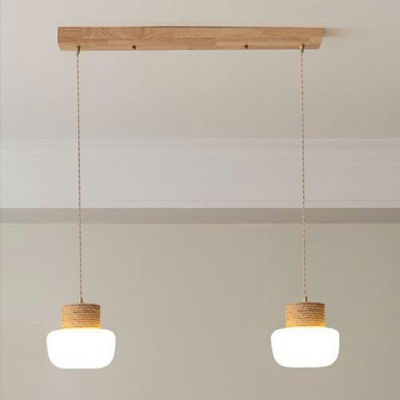 Wood Ceiling Pendant Lamp Contemporary White Glass Pendant Lamp for Dining Room