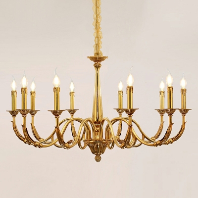 10 Light Hanging Chandelier Modern Style Candle Shape Metal Pendant Light Fixtures