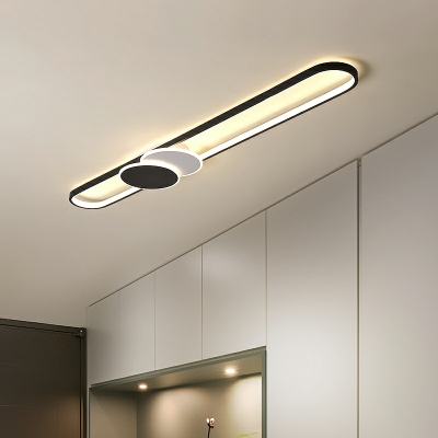 3 Light Flush Light Fixtures Minimalist Style Oval Shape Metal Ceiling Mounted Lights