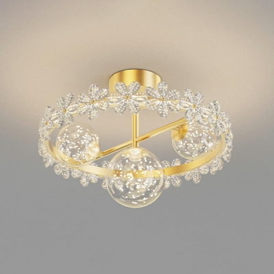 4 Light Flush Light Fixtures Minimalistic Style Round Shape Metal Ceiling Mounted Lights
