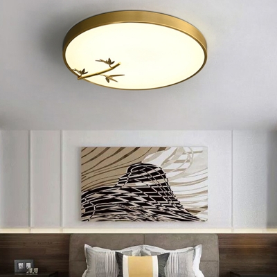 Chinese Vintage Flush Light Copper Bamboo Flush Mount Ceiling Light for Bedroom