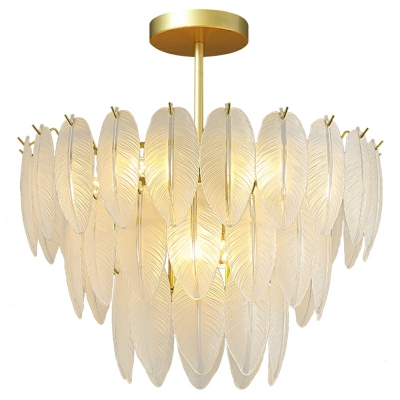 Light Luxury Cream Chandelier Style Master Bedroom Modern Glass Hanging Lamp