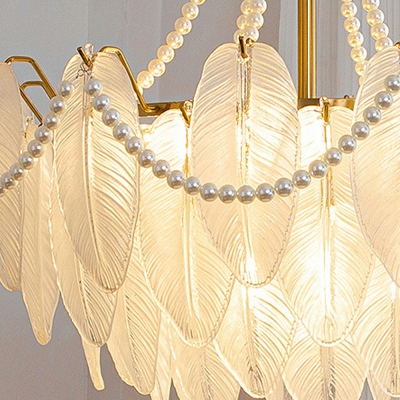 Light Luxury Feather Glass Chandelier Post-modern Romantic Pearl Chandelier