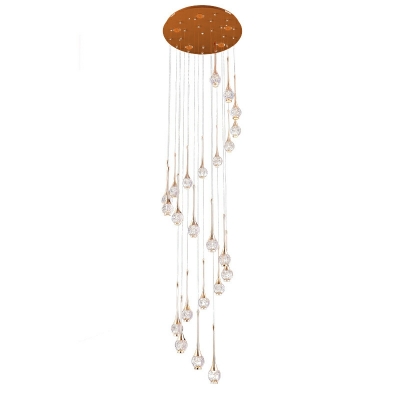 Nordic Simple Crystal Long Single Pendant Creative Aluminum Hanging Lamp for Duplex Buildings
