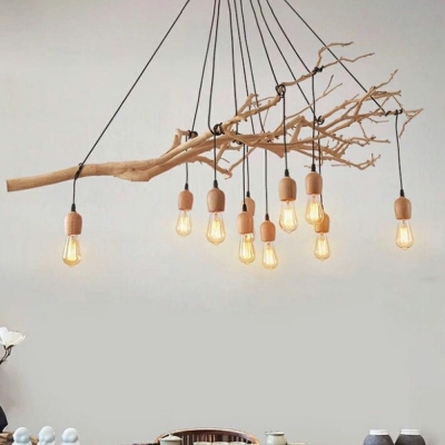 Retro Simple Wood Hanging Lamp 1 Head Restaurant Suspended Light