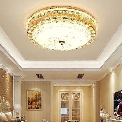 Round Shape Crystal Flush Mount Lamp Light Luxury Living Room Ceiling Light