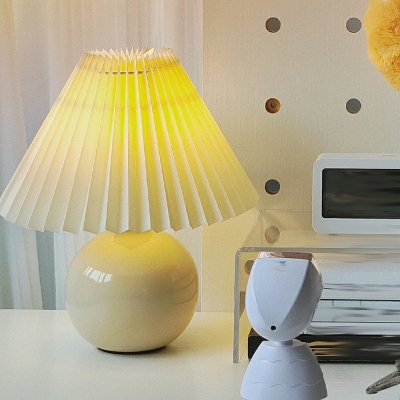 1 Light Nightstand Light Simplistic Style Cone Shape Fabric Night Table Lights