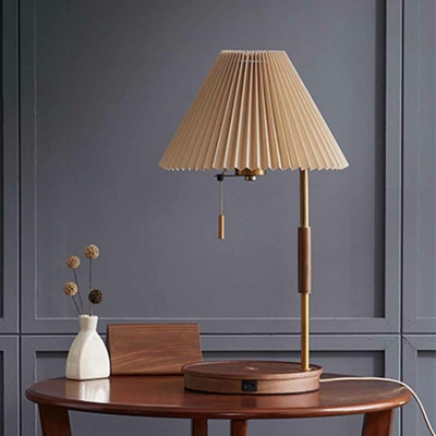 1 Light Nightstand Lights Modernist Style Cone Shape Fabric Night Table Light