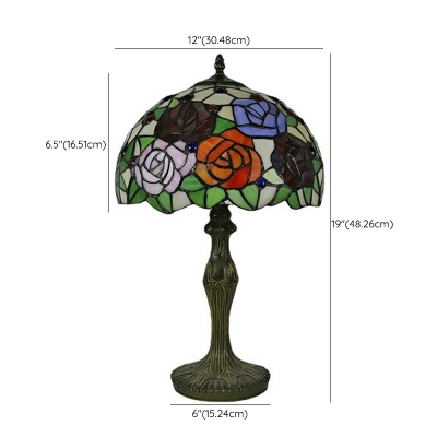 1 Light Nightstand Lights Tiffany Style Bowl Shape Metal Night Table Lamp