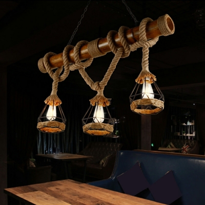 3 Light Pendant Chandelier Industrial Style Geometric Shape Metal Hanging Lamp Kit