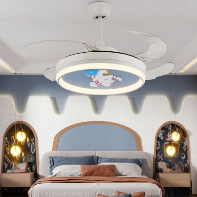 Drum Shape Flush Mount Fan Simplistic  Acrylic Cute Ceiling Mounted Fan
