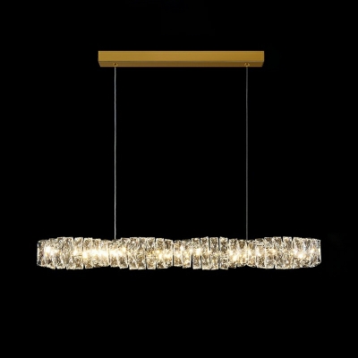 Island Lamps Fixtures Modern Style Flush Mount Chandelier Crystal for Living Room