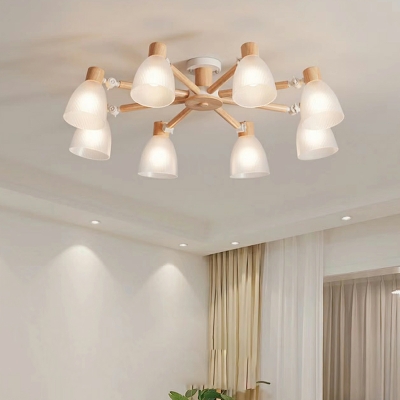 Japanese Minimalist Wooden Ceiling Lamp Creative Glass Ceiling Light Fixture for Living Room