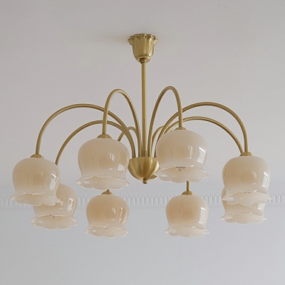 Modern American Full Copper Chandelier Cream Lily of The Valley Living Room Dining Room Chandelier