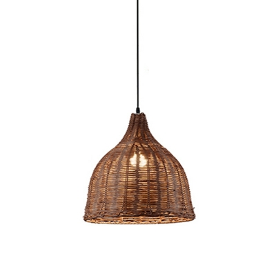 Modern Beige Hanging Light Kit Bamboo 1 Light Dining Room Pendant Lamp