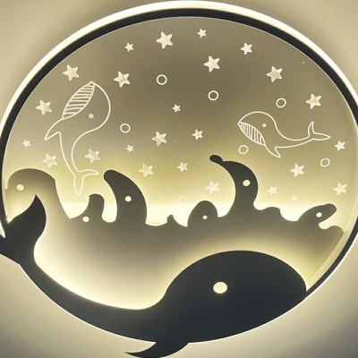 Whale Ceiling Lamp Acrylic Cartoon LED Flush Mounted Light