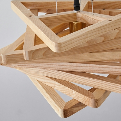 Wood Ceiling Pendant Lamp Contemporary Triangular Shuttle Pendant Lamp
