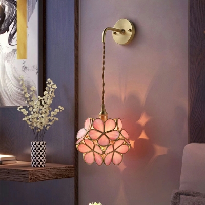 1 Light Wall Mount Light Industrial Style Flower Shape Metal Sconce Lights