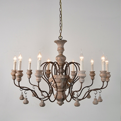 12 Light Hanging Light Fixtures Traditional Style Candle Shape Metal Chandelier Lighting