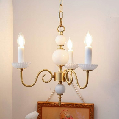 5 Light Pendant Light Fixture Modern Style Candle Shape Metal Hanging Chandelier