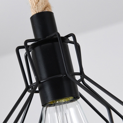 8 Light Pendant Chandelier Industrial Style Cage Shape Metal Hanging Lamp Kit