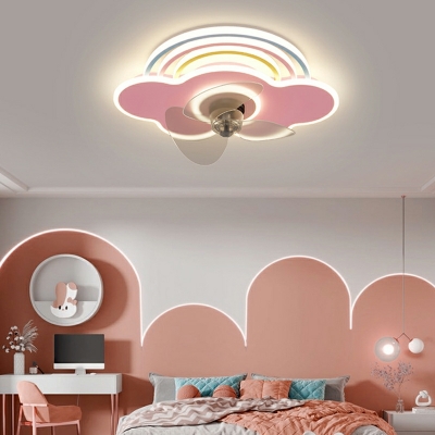 Modern LED Ceiling Fan Light Creative Rainbow Cloud Ceiling Mounted Fan Light