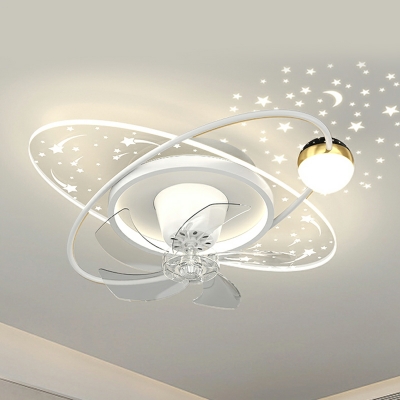 Modern Minimalist LED Ceiling Mounted Fan Light Creative Romantic Star Moon Ceiling Fans
