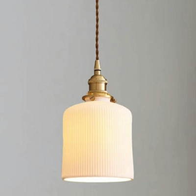 1 Light Hanging Ceiling Lights Modern Style Cylinder Shape Ceramic Pendant Lighting