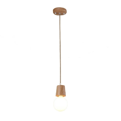 1 Light Mini Pendant Light Modern Wood Hanging Lamp for Hallway Bedside