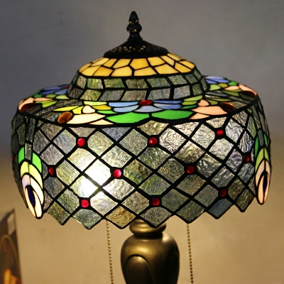 1 Light Table Light Tiffany Style Geometric Shape Metal Night Table Lamps